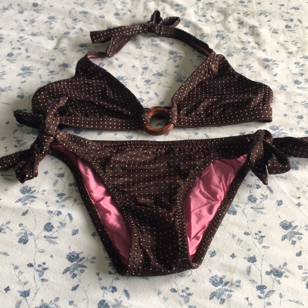 Roxy small (says M but bottom runs S) brown bikini